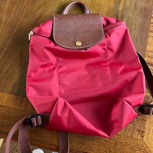 Longchamp red backpack